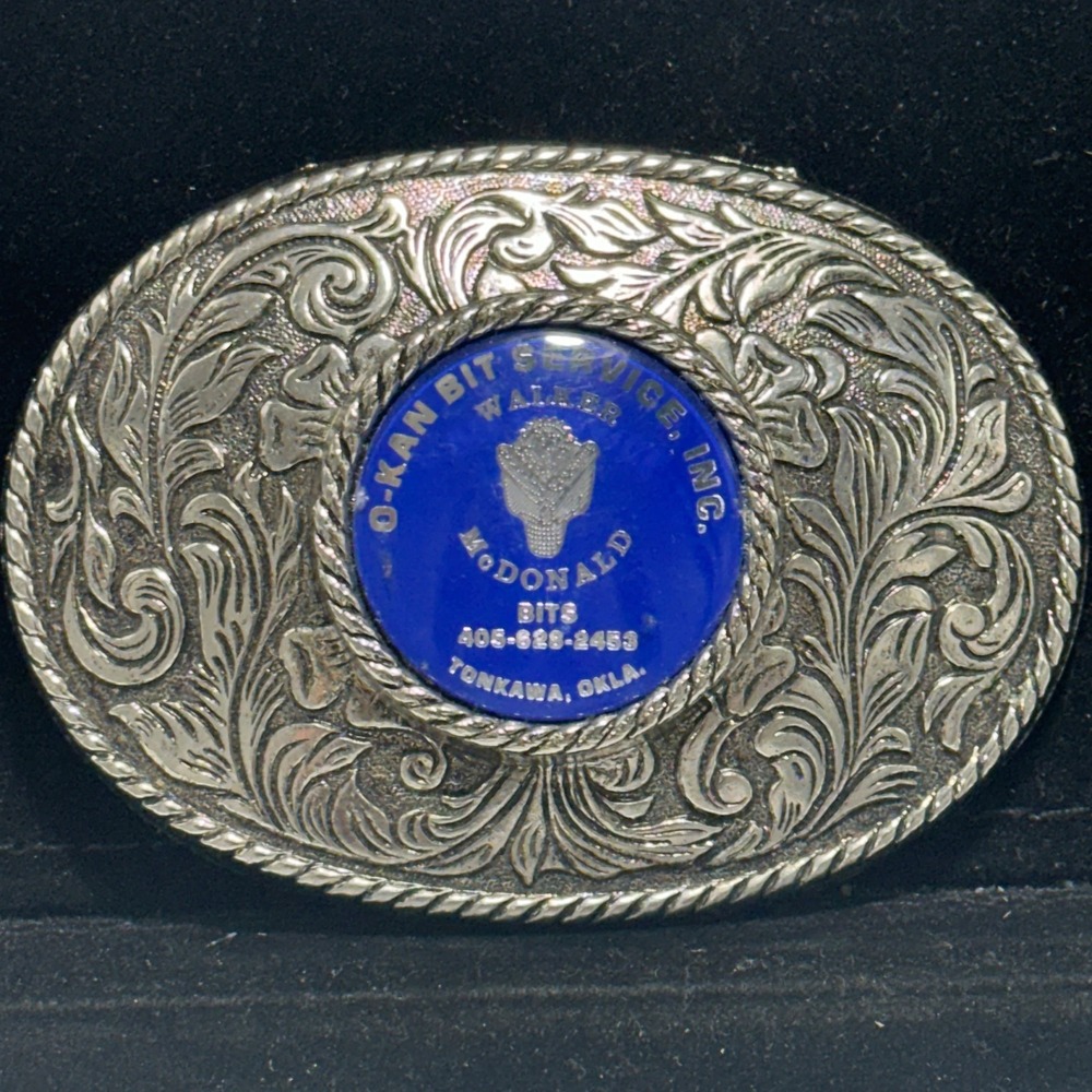 Vintage O-Kan Bit Service Tonkawa Oklahoma Oilfield Drill Bit Advertising Buckle